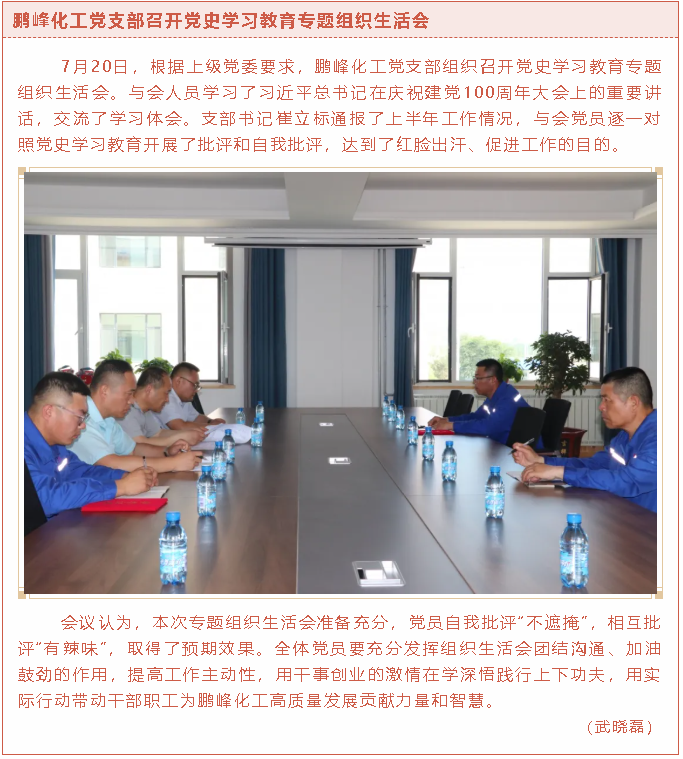 鵬峰化工黨支部召開(kāi)黨史學(xué)習(xí)教育專(zhuān)題組織生活會(huì)76
