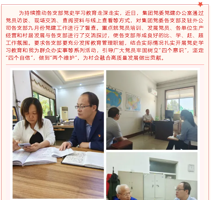 開展黨建督查 夯實工作基礎(chǔ) —集團黨委開展九月份黨建工作督查28