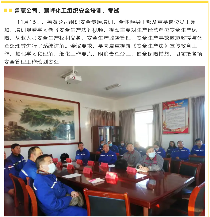 魯蒙公司、鵬峰化工組織安全培訓(xùn)、考試8